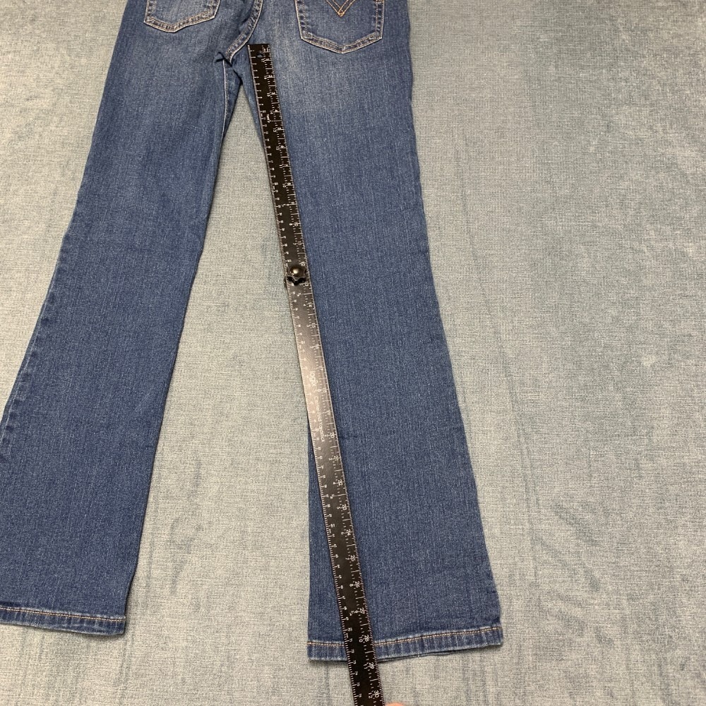 Levi's Regular Rise Flare Jeans Womens 16 Blue Whiskering Denim Cotton Stretch - Picture 14 of 16